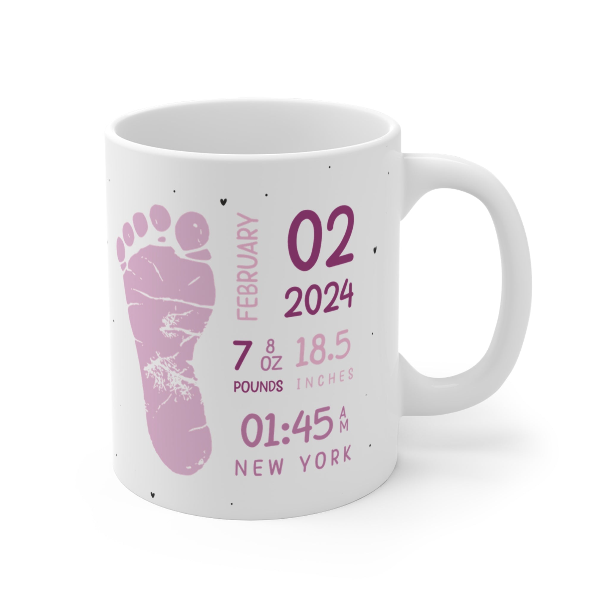 FOOTPRINT | Personalized Baby Birth Stats Ceramic Mug