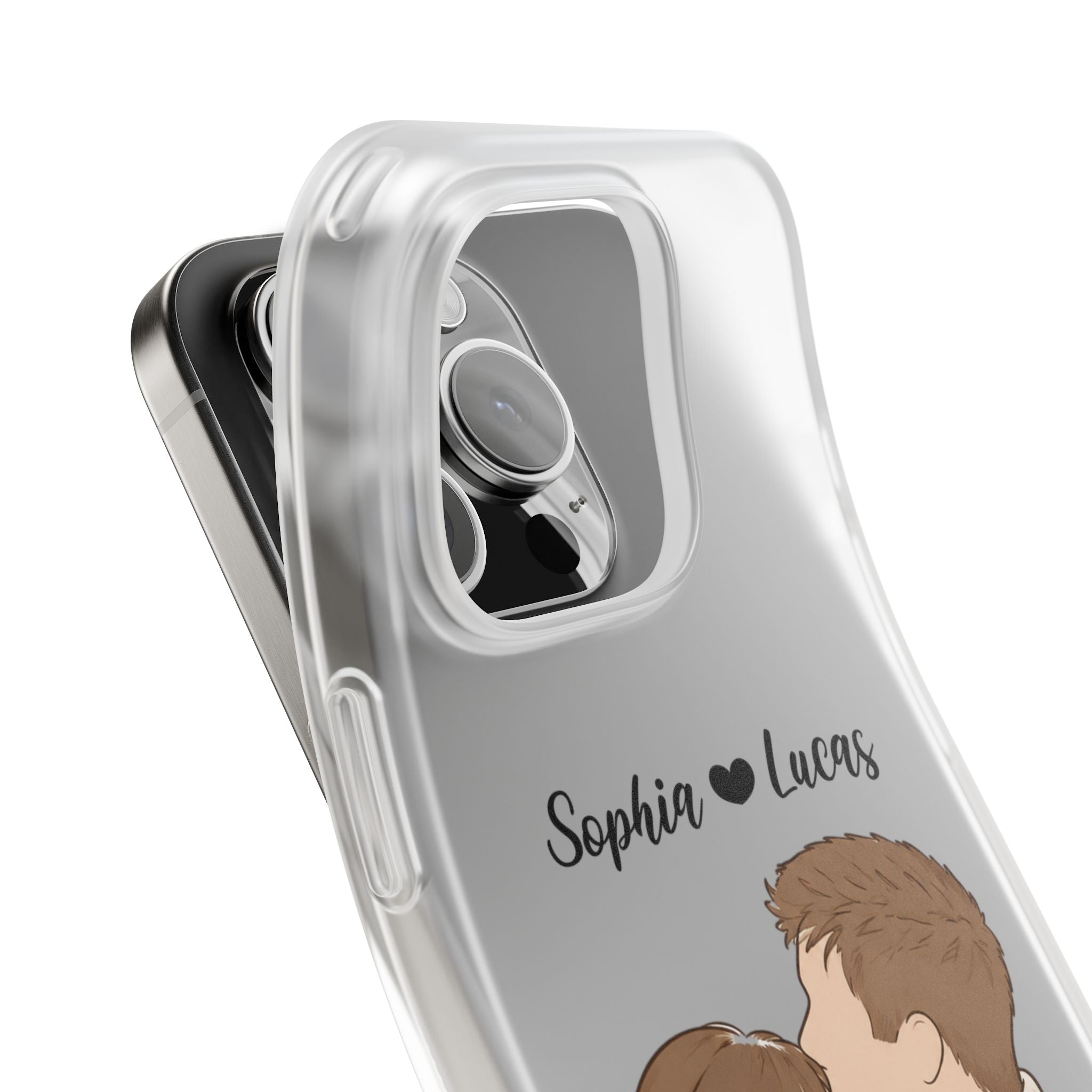 US | Personalized Couple Portrait Clear Phone Case